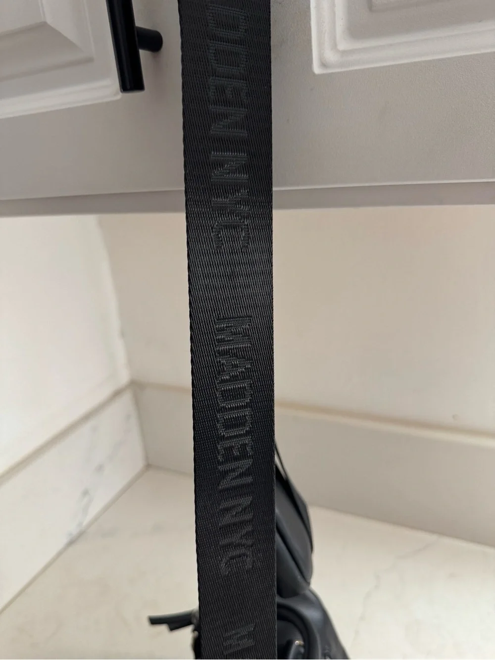 NWT- core barrel Madden NYC Black Satchel with Wide Logo Strap.